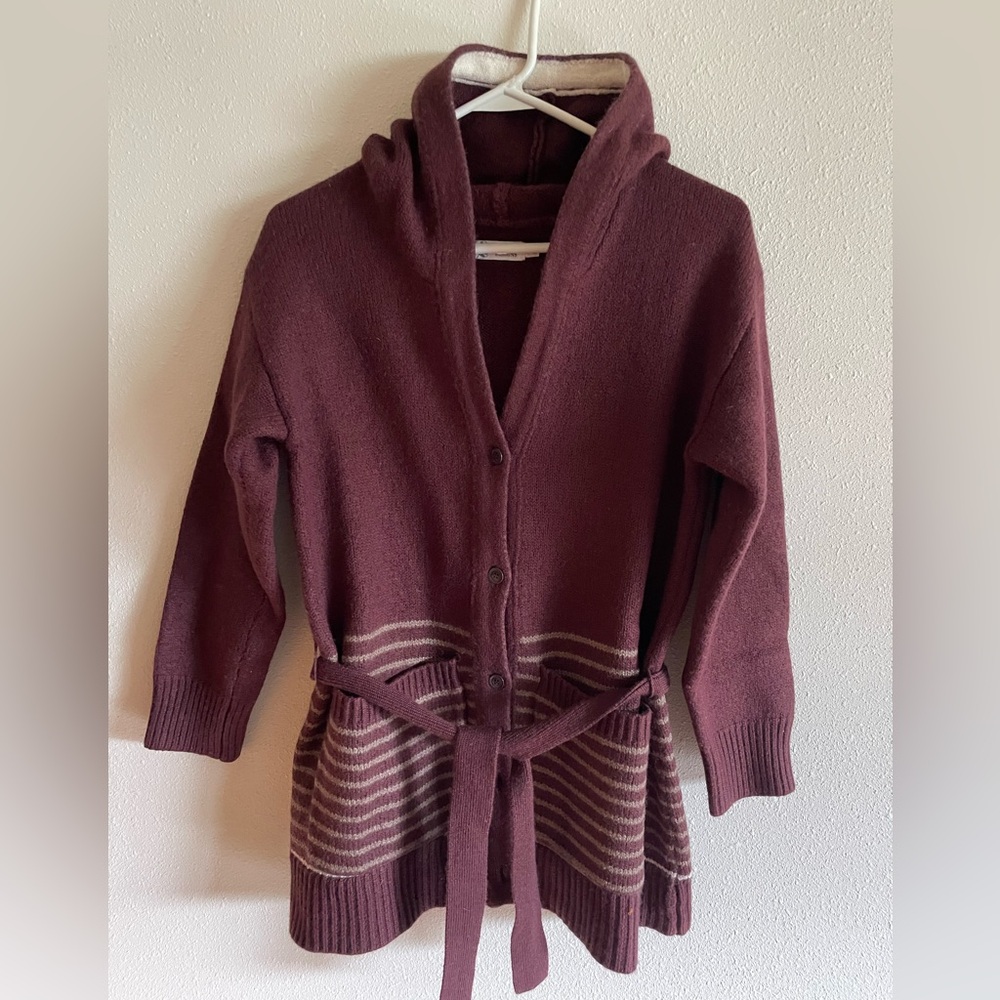 Carve Designs Wool Blend Maroon Hooded Cardigan size medium
